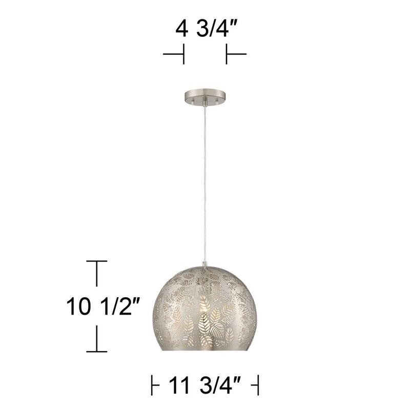 Nickel Mini Pendant Light 11 3/4" Modern for Dining Room House - 11" x 123"