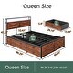 preview thumbnail 6 of 13, Queen Bed Frame with Storage Headboard and 12 Drawers LED Lights, Metal Slats Support