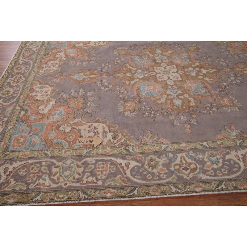 Purple Tabriz Vintage Persian Area Rug Handmade Wool Carpet - 7'11" x 11'1"