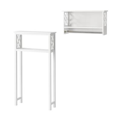 Porch & Den Altadena Over Toilet Open Storage Shelf, Bath Shelf with Two Towel Rods
