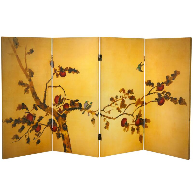 3-feet Tall Double-sided 'Birds on Plum Tree' Canvas Room Divider