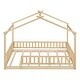preview thumbnail 4 of 7, Kids and Baby Full Size Wood Bed House Bed Frame With Fence