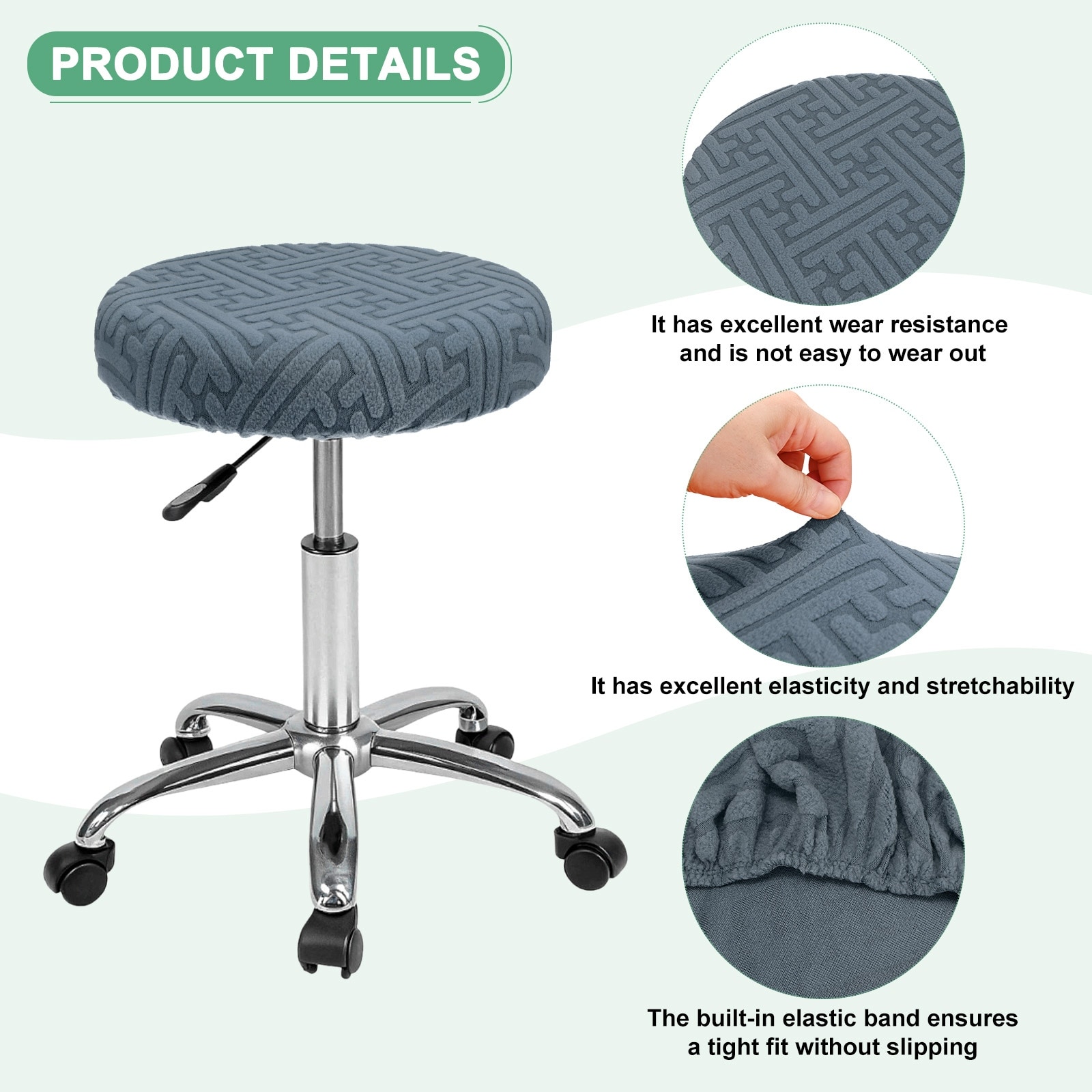 Bar Stool Covers Round, for 12-14 Inch Polyester Strip Pattern Seat Covers with Elastic Bands for Bar Stool/Cushion