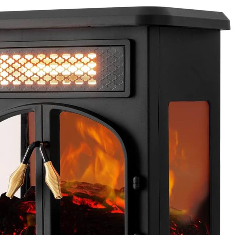 selectric Freestanding Portable Electric Fireplace Heater w/ Remote, Dark Black - 13.12