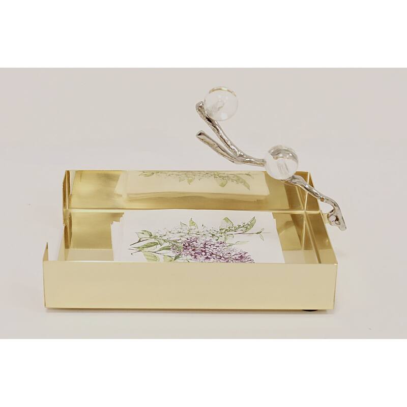 Tissue Holder Silver with Clear Ball - 9"L - Gold/Marble Ball
