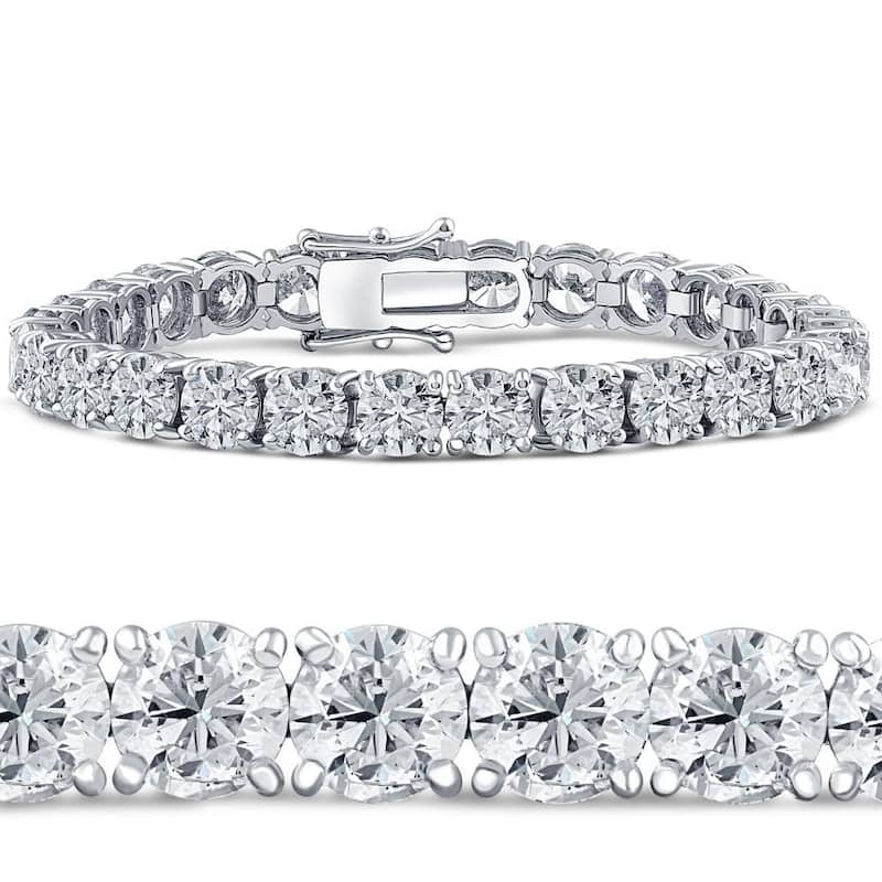 26.94Ct TW Round Diamond 7" Tennis Bracelet White Gold Lab Grown
