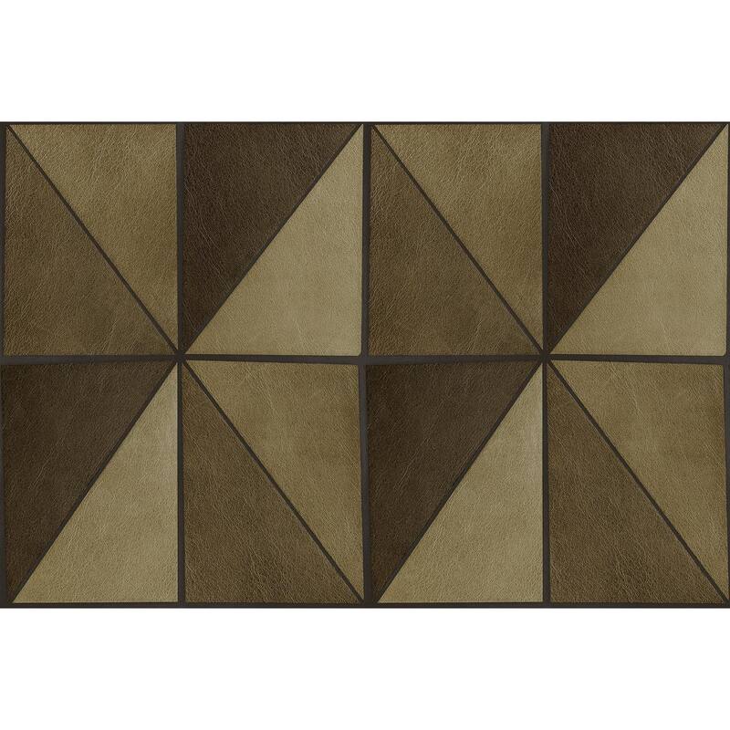 Seabrook Designs Preston Faux Leather Geometric Unpasted Wallpaper - 27 in. W x 27 ft. L - Cafe & Metallic Bronze