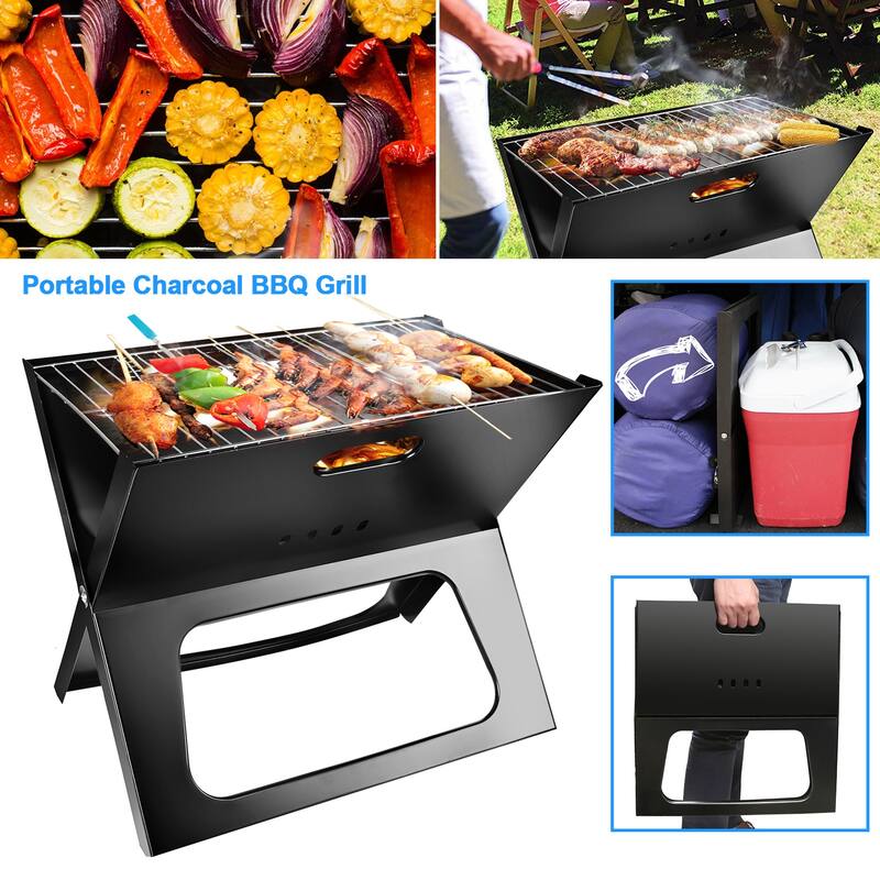 Portable Foldable Charcoal BBQ Grill for Camping and Outdoor - 18.1× 17.5×1.2 inches