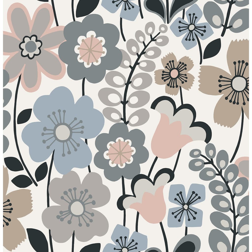 A-Street Prints Piper Light Blue Floral Wallpaper