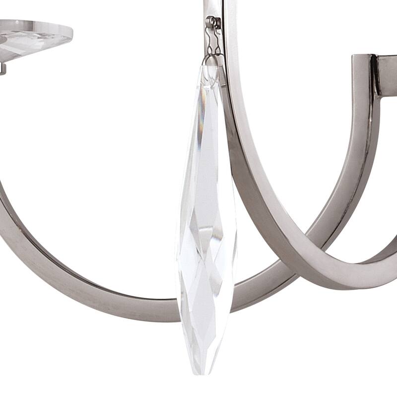5-Light Candle Chandelier - Satin Nickel Finish - Crystal Accents - Modern Lighting Fixture - 24.25