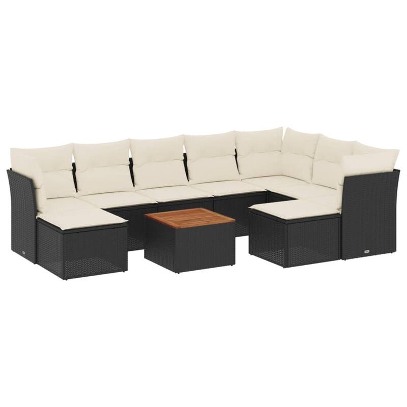 vidaXL Patio Sofa Set with Cushions Outdoor Furniture 10 Piece Poly Rattan - 24.4 x 24.4 x 27.2