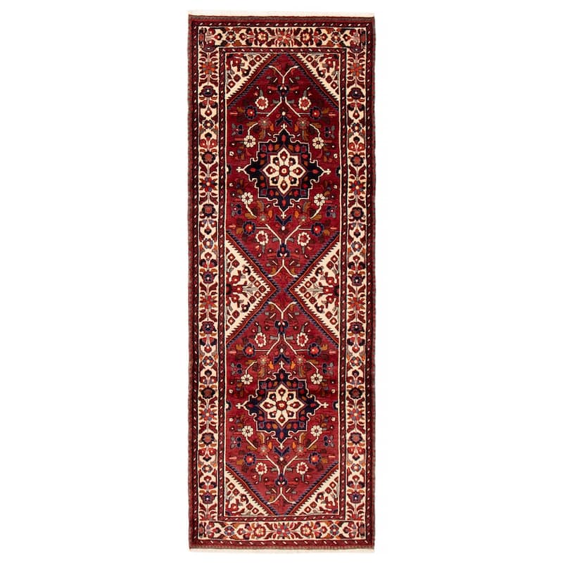 ECARPETGALLERY Hand-knotted Anadol Red Wool Rug - 3'7 x 10'6 - Dark Red - 3'7 x 10'6