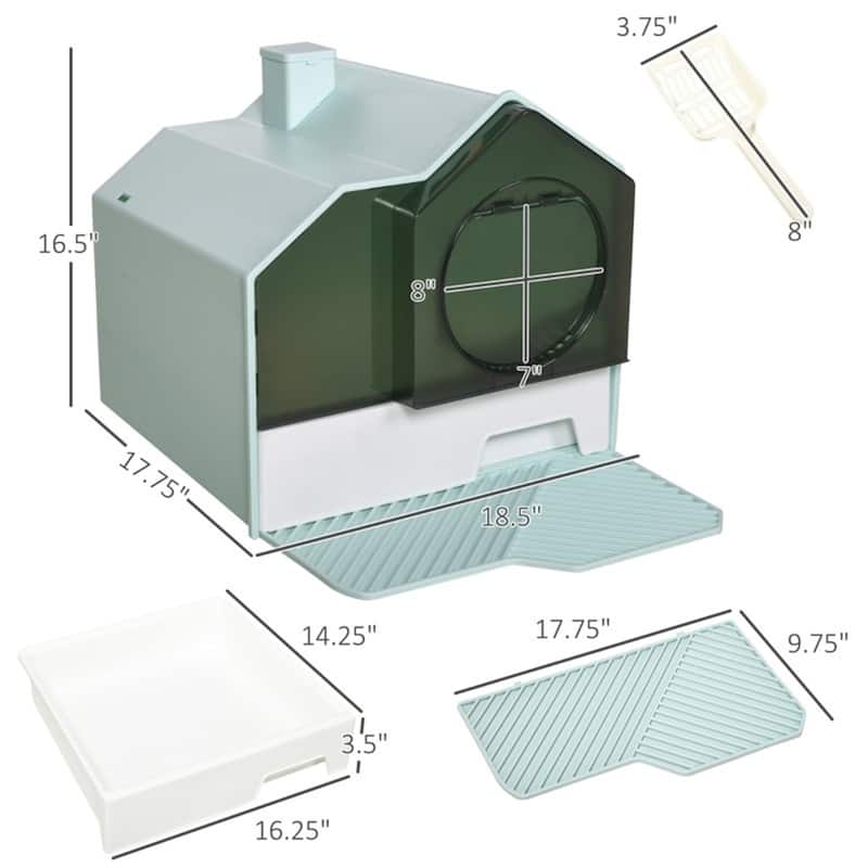 Cat Litter Box with Adorable House Design - 18.5"L x 17.75" W x 16.5" H