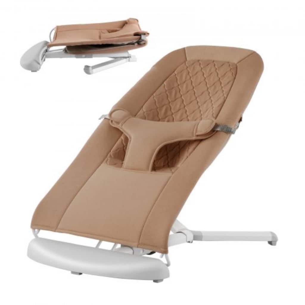 Camel Metal 2-Position Baby Bouncer with Foldable Design - 25.6” L x 16.1” W x 23.6” H