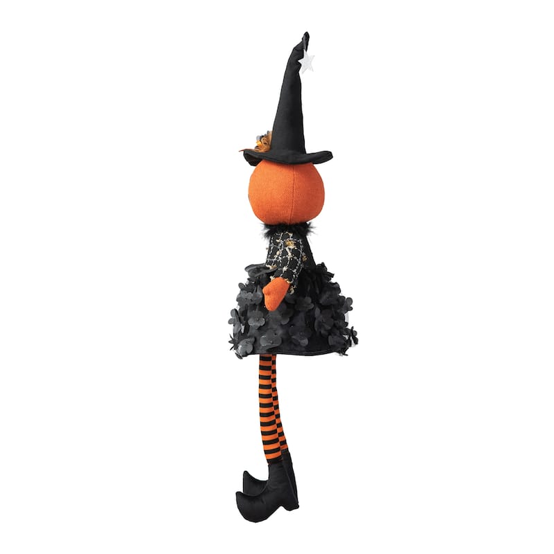 Glitzhome 29"H Halloween Fabric Dressed Witch or Pumpkin Sitter Decor