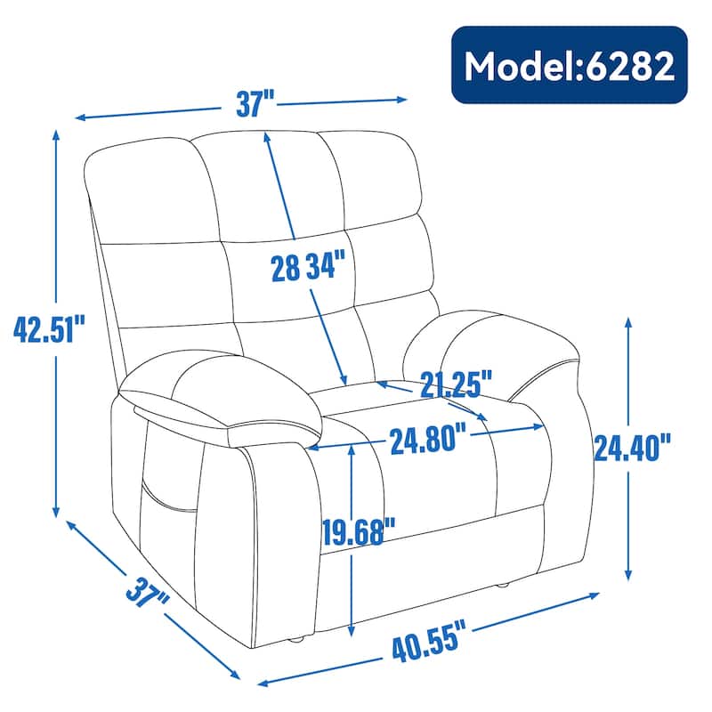 Chenille Power Lift Recliner Chair for Big & Tall with Massage & 180° Recline