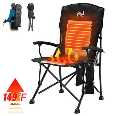 Outdoor Heated Folding Camping Chair 3 Heat Levels Portable Folding