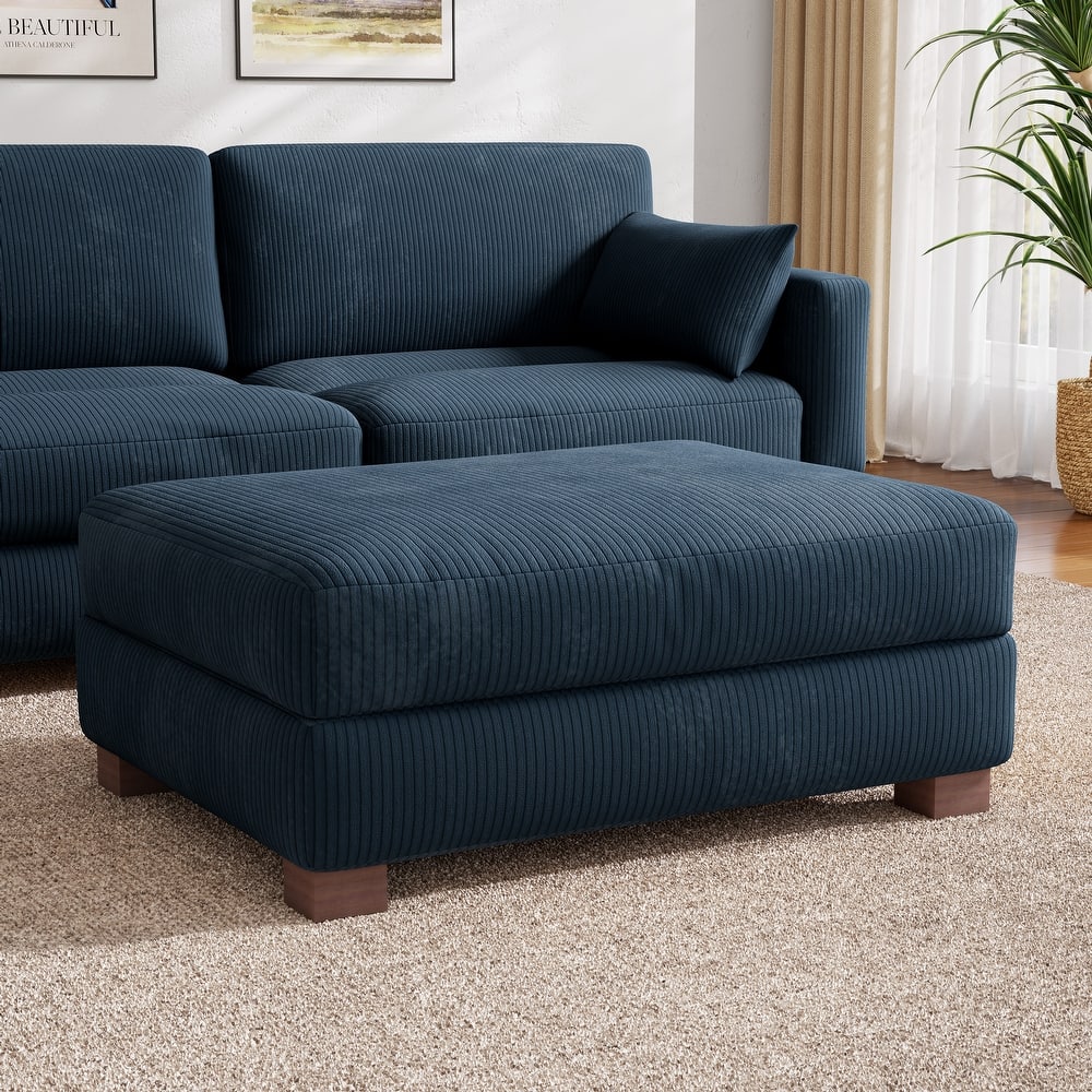 Rectangle Corduroy Ottoman for Living Room