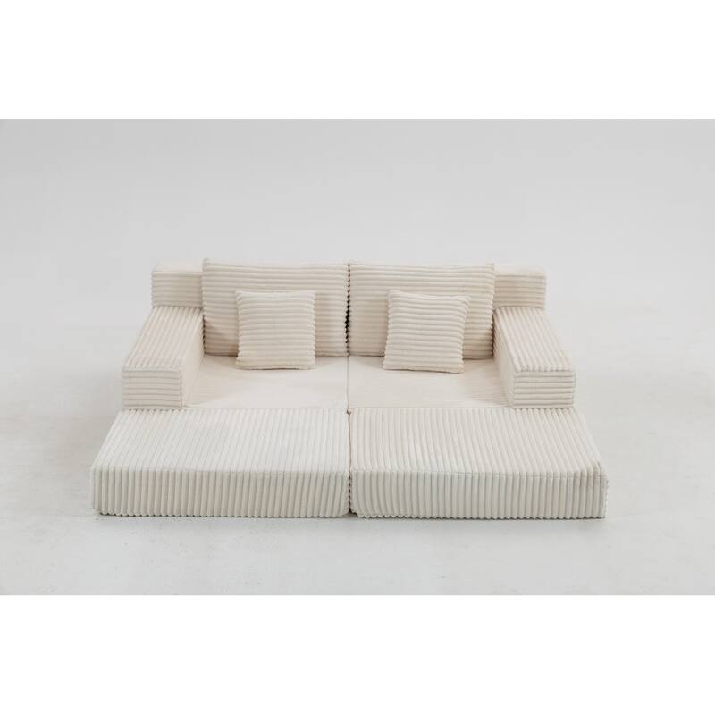 Double Lounge Chaise,Cloud Plush Sofa Bed,Upholstered Boneless Cloud Sofa Deep Seat
