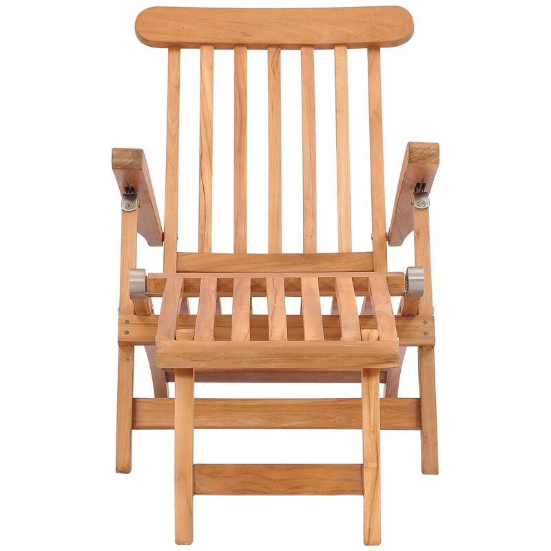 Chic Teak Titanic Outdoor Teak Wood Reclining Steamer Chair