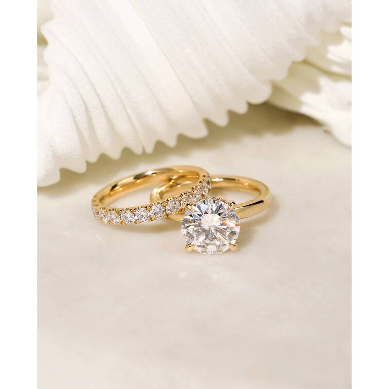 Kobelli Sunset Line 4.1 Carats Lab Grown Diamond Certified 14k Solid Gold Round Floating Drape Halo Verona Ring