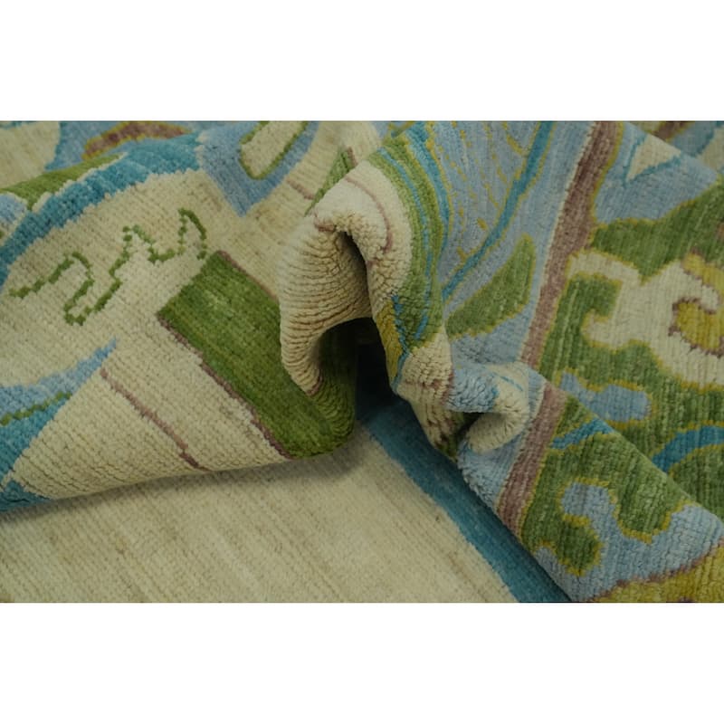 Vegetable Dye Wool Oushak Turkish Large Rug, Geometric Carpet - 17' 9'' X 12' 7''