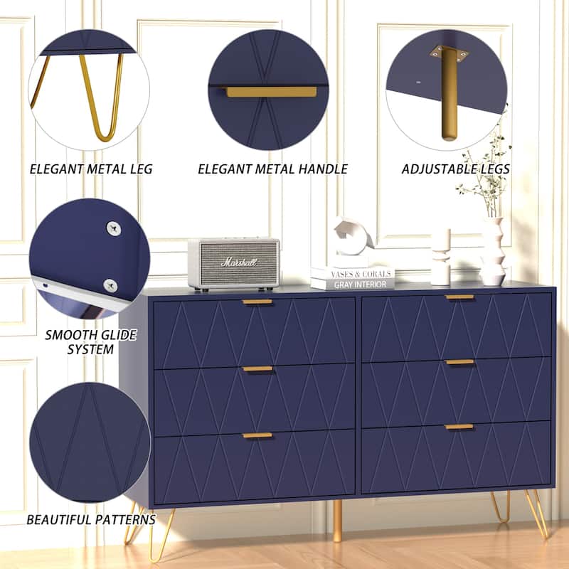 6 Drawer Dresser and Night Stand Sets for Bedroom Set of 2 & 6 Drawer Dresser Combo
