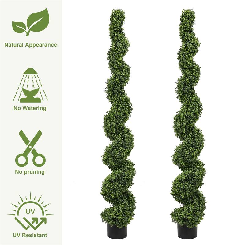 2-Pack 6FT Artificial Spiral Topiary Trees