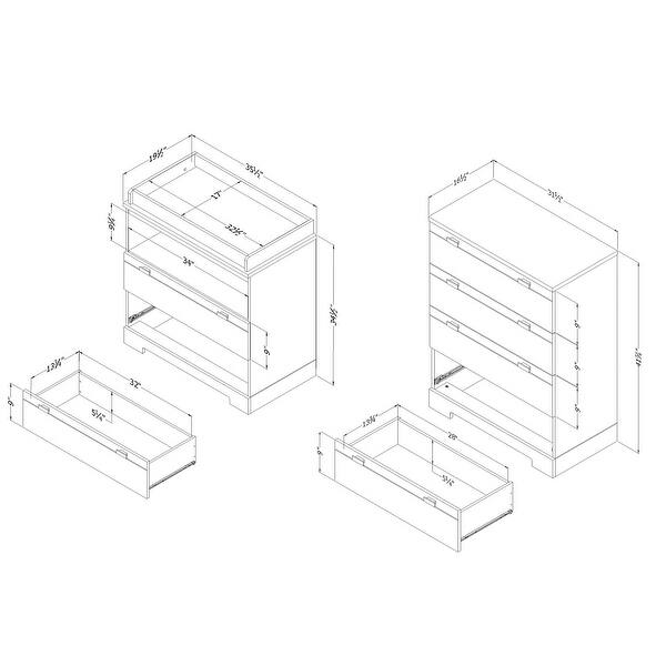 South Shore Reevo Changing Table and 4-Drawer Chest Set