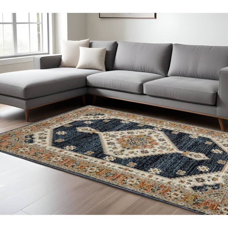 HomeRootsMedallion Bohemian Rectangle Area Rug - 145.67' X '102.36' X '0.55
