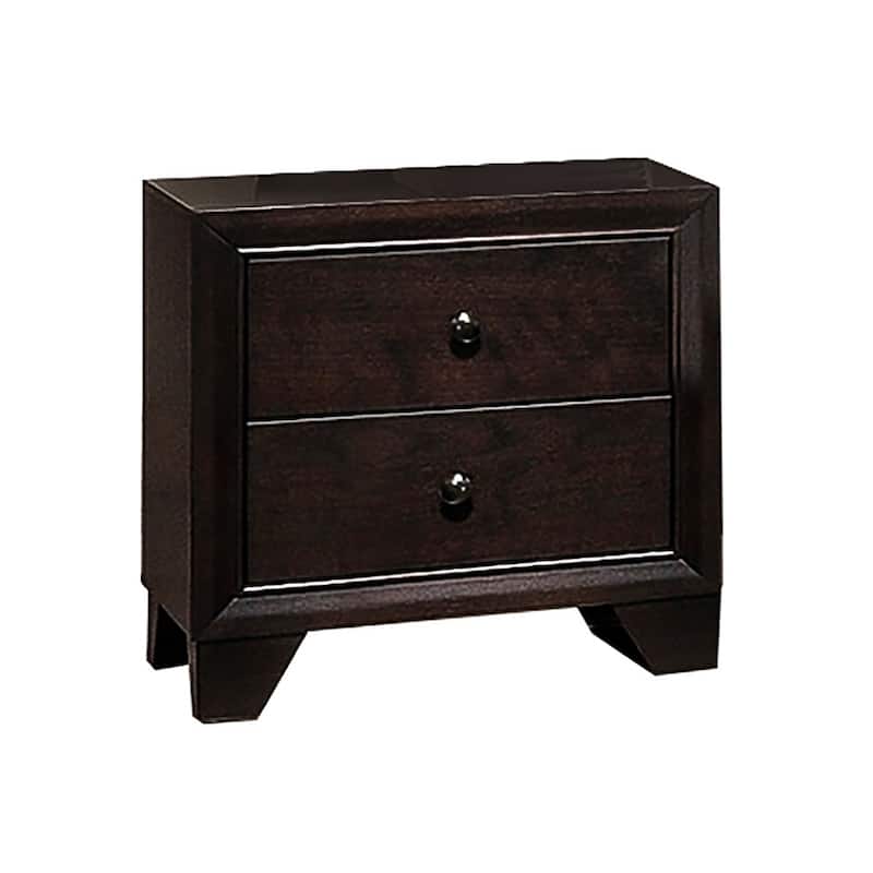 2-Drawer Rubber Wood Brown Nightstand - Brown - 2-drawer
