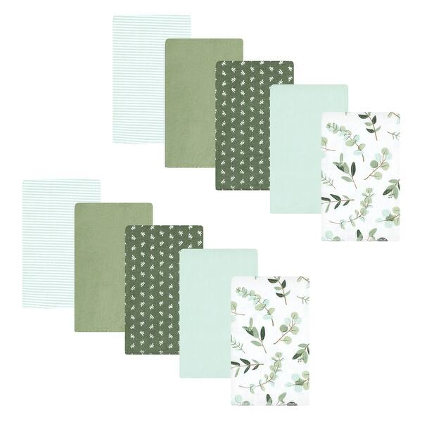 slide 1 of 1, Hudson Baby Infant Girl Cotton Flannel Burp Cloths, Eucalyptus 10-Pack, One Size - Eucalyptus 10-Pack - One Size One Size - Eucalyptus 10-Pack
