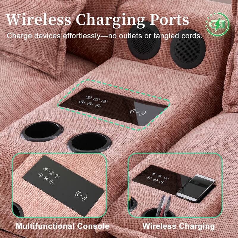 6-seat Chenille Upholstered Modern U-shaped Sectional Multifunctional Sofa with 2 Cup Holders,Pull-out Storage Space