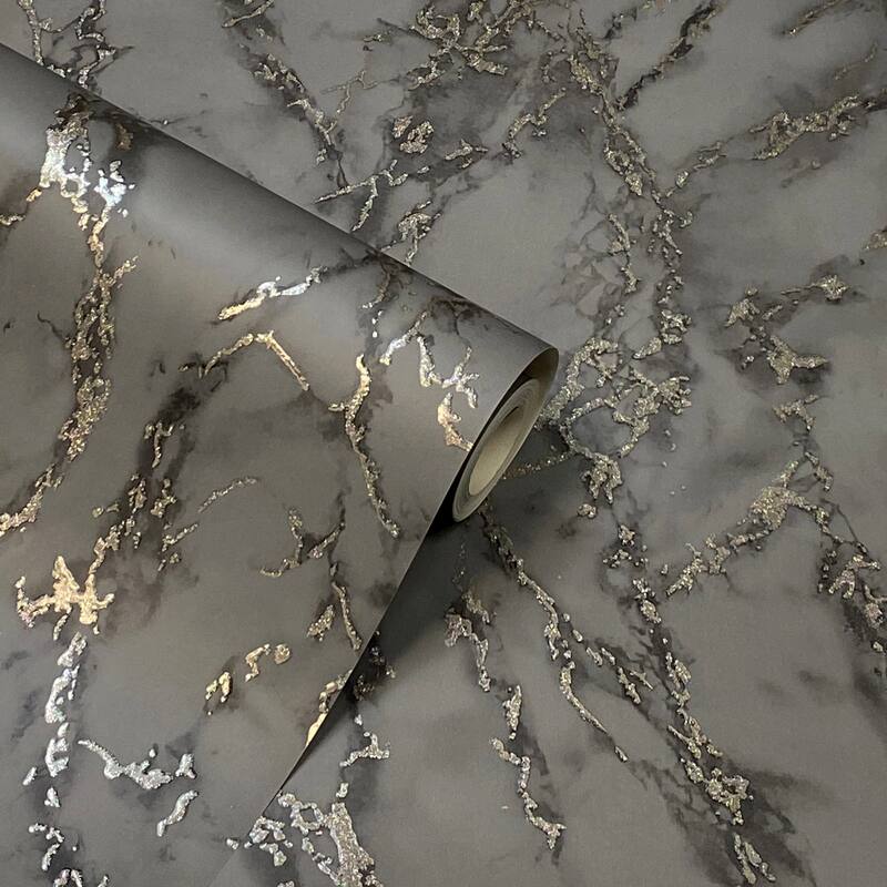 Arthouse Siward Charcoal Metallic Marble Wallpaper