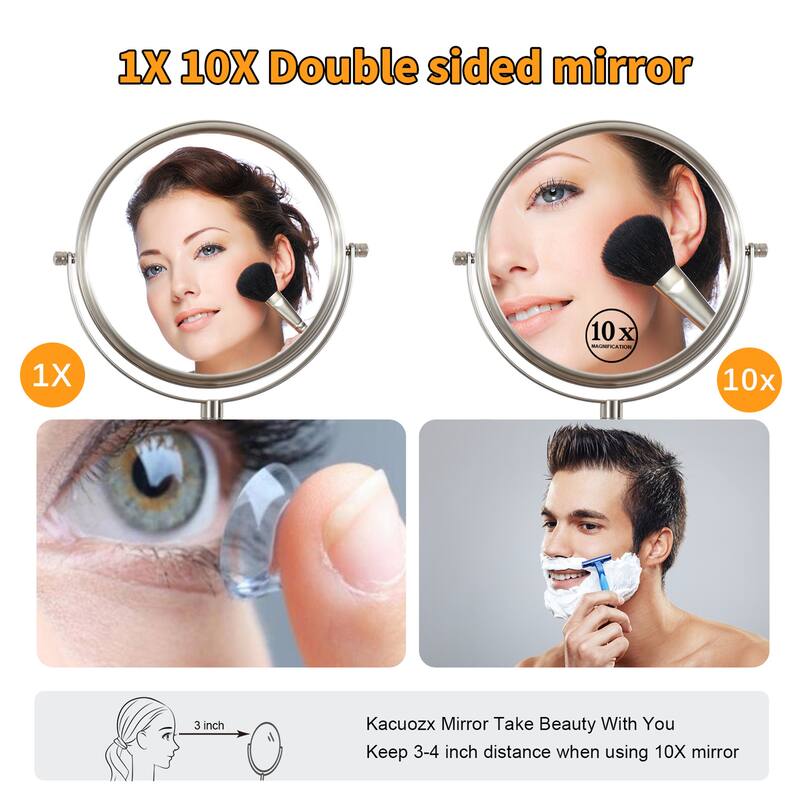 10x Magnifying Wall Mounted Mirror Finish Satin Nickel Finish