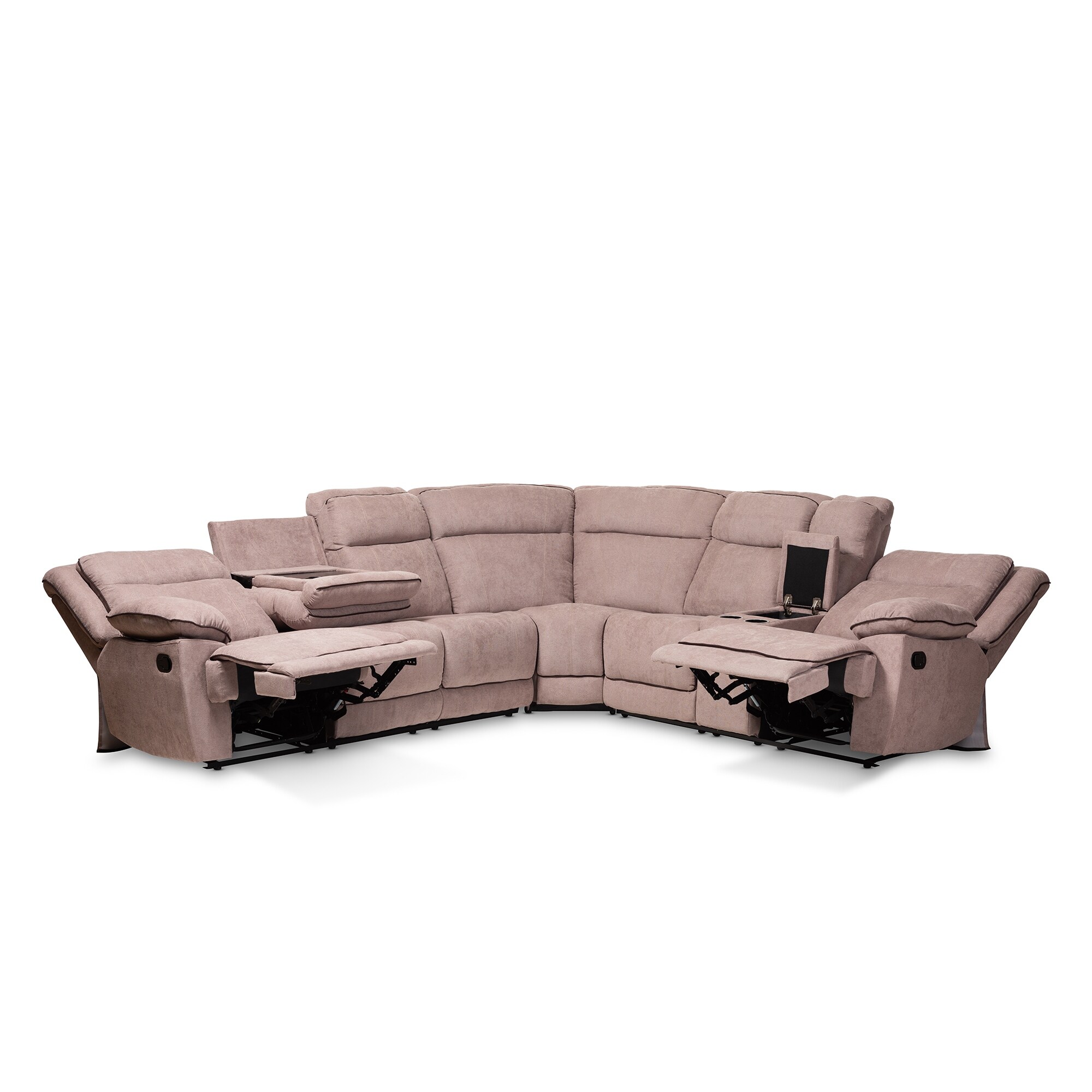 Shop Sabella 7pcs Light Brown Fabric Fabric 7 Piece Sectional Sofa