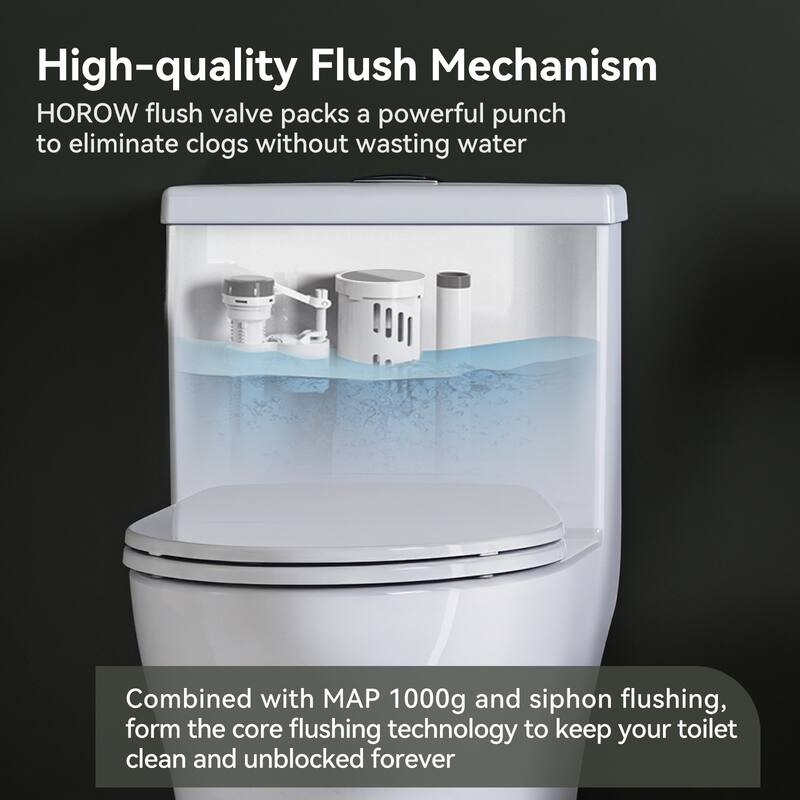 HOROW White Elongated One Piece ADA Height Toilet Dual Flush 0.8/1.28 GPF Flush with Durable Fill Valve - N/A
