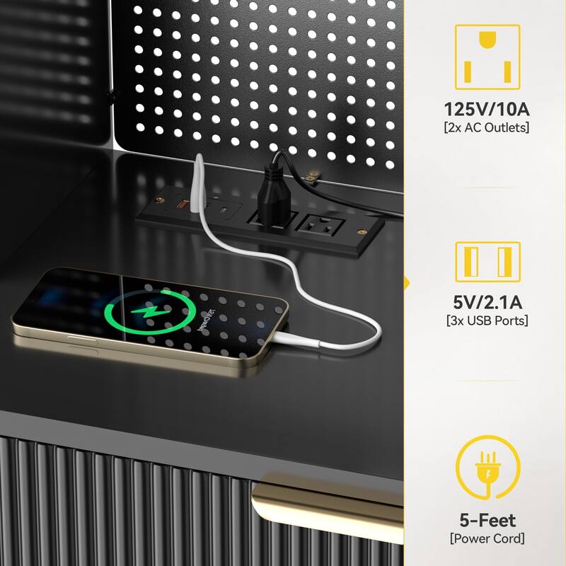 Pocassy 71" Kitchen Pantry Cabinet with Power Outlets