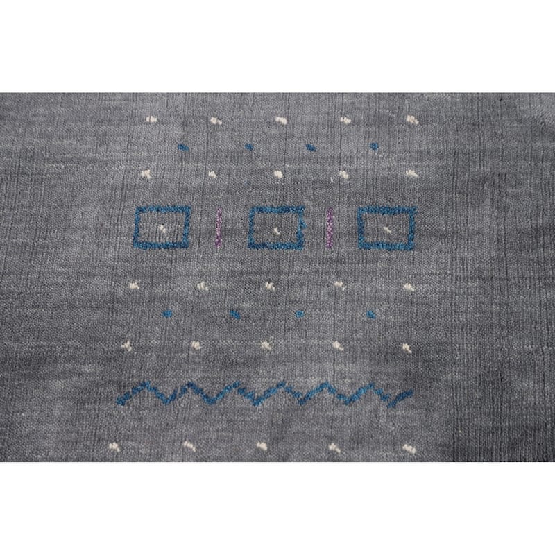 Tribal Gray Gabbeh Indian Area Rug Hand-Knotted Wool Carpet - 8'2" X 10'0"