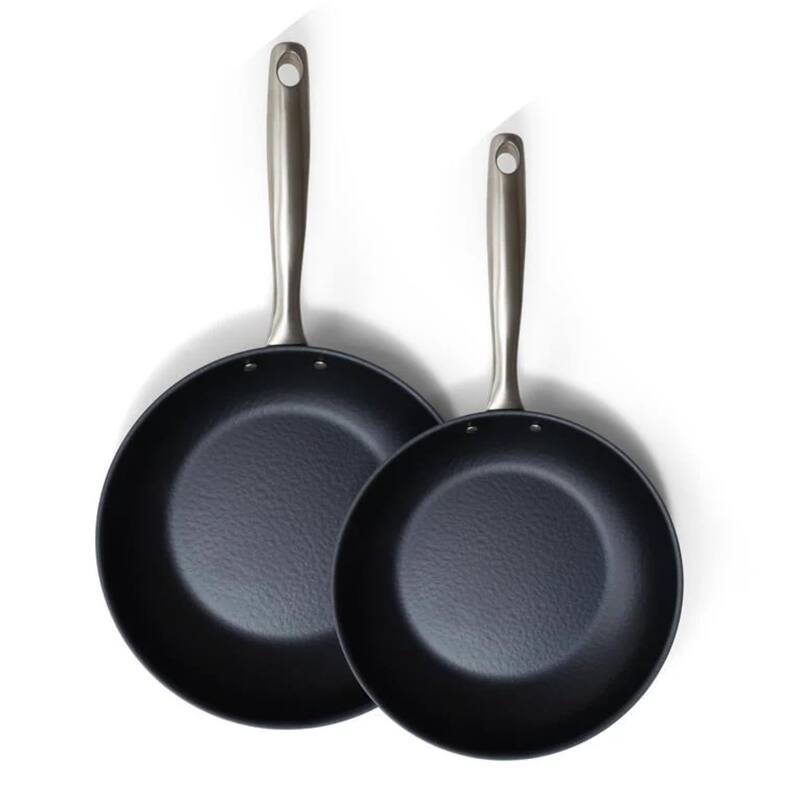 Alva Black Angus Pre-Seasoned Carbon Steel Frying Pan, Naturally Nonstick - 2 Piece Set