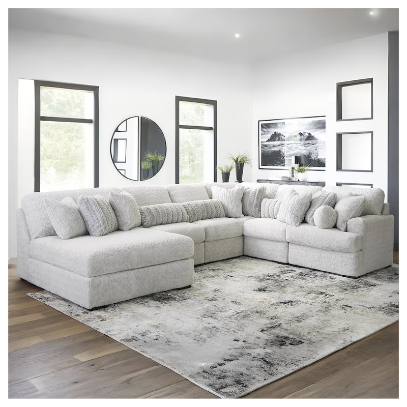 Signature Design by Ashley Snodoodle Gray 6-Piece Sectional with Chaise - 156" W x 113" D x 40" H - Right Facing