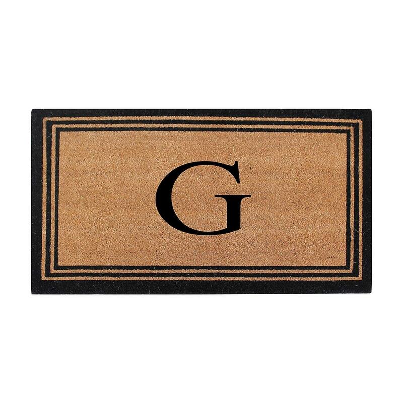 A1HC Pure Natural Coir Monogrammed Heavy Duty PVC Backing Doormat - 18" X 30" - Monogrammed G