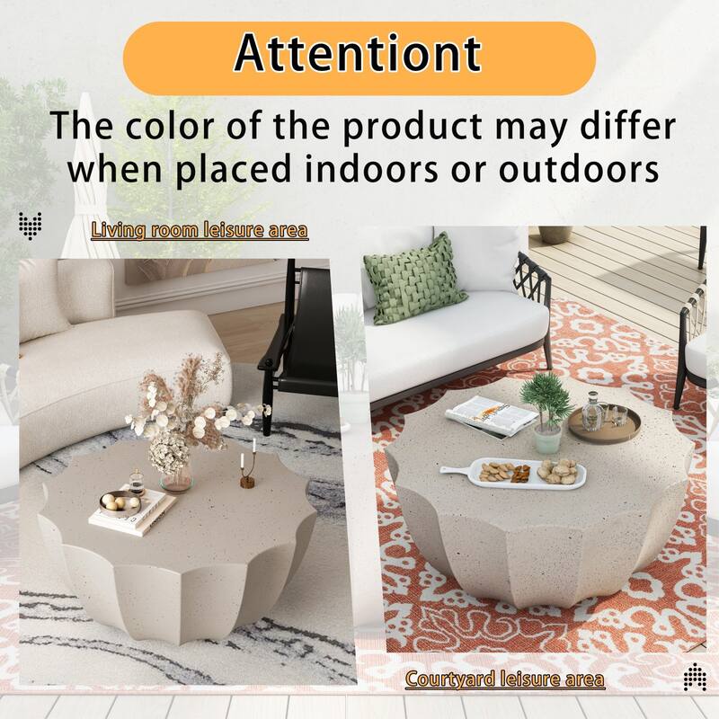 35.43" Modern Coffee Table, MgO Cement Coffee Table