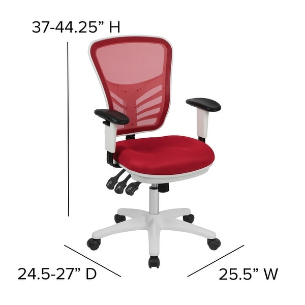 dimension image slide 11 of 13, Nicholas Mid-Back Blue Mesh Multifunction Executive Swivel Ergonomic Office Chair with Adjustable Arms