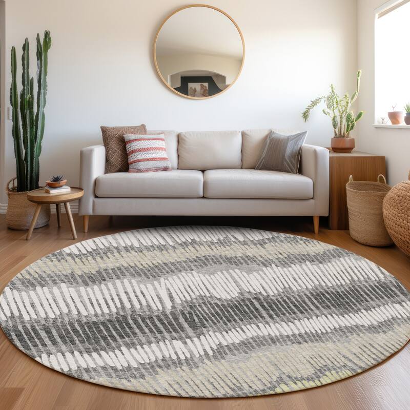 Premium Washable Super Soft Modern Sketches Mayfield Rug - Gray - 8' x 8'