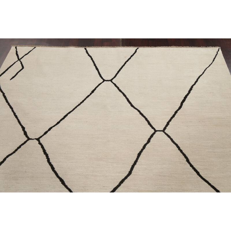 Vegetable Dye Moroccan Contemporary Area Rug Hand-knotted Wool Carpet - 6'5" x 9'9"