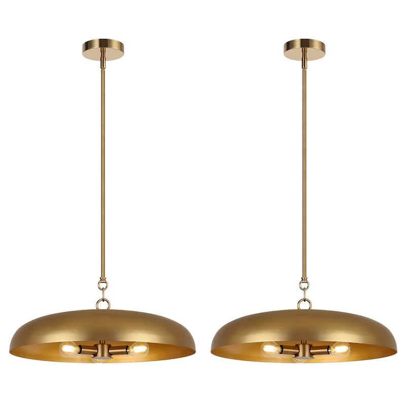 LamQee 20" Pendant Light Metal Dome Ceiling Hanging Chandelier - 19.7 inch - Electroplate Gold/2Pack