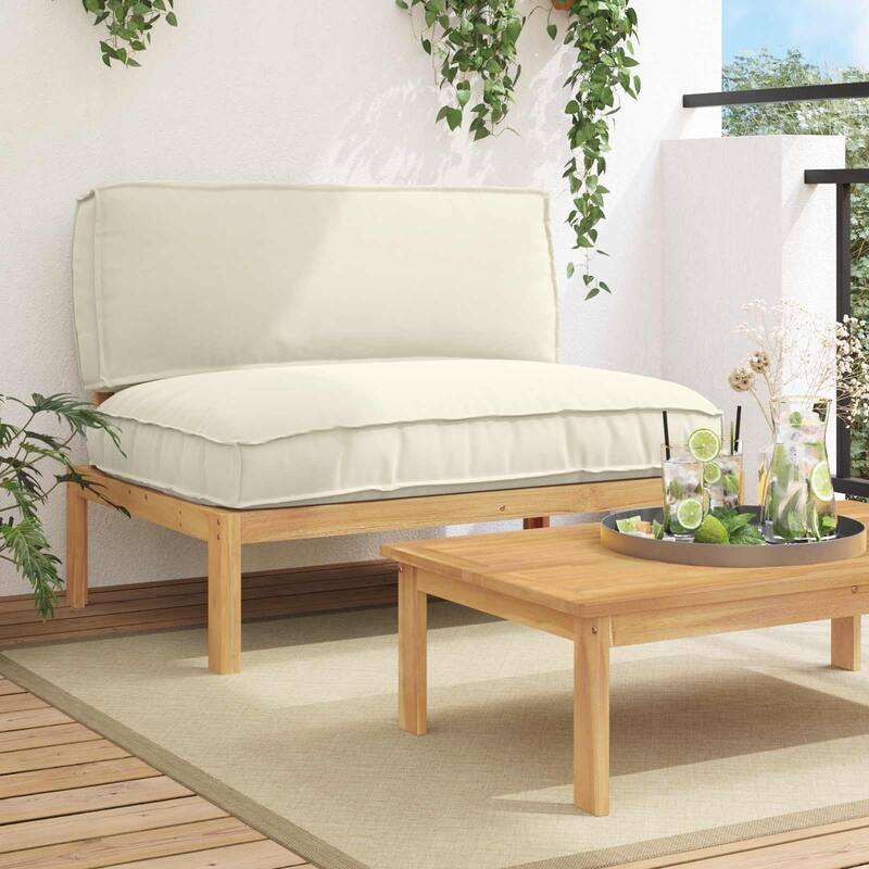 vidaXL Sofa Set in Solid Acacia Wood - Cream Light brown (3)