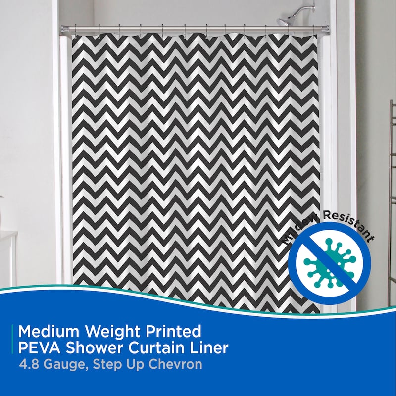 Kenney Medium Weight Decorative PEVA Shower Curtain Liner, 70" W x 72" H