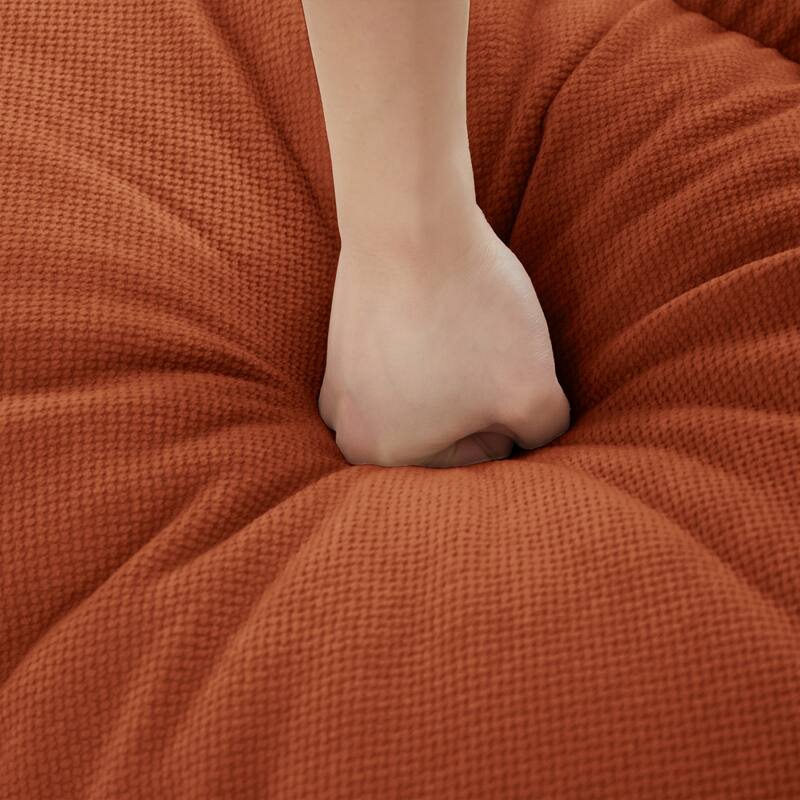 116" Chenille Pleated Design Sectional Sofa with Ottoman and 2 Round Pillows